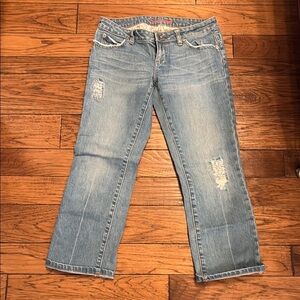 American Eagle Outfitters Blue Ankle Cropped Jeans Distressed